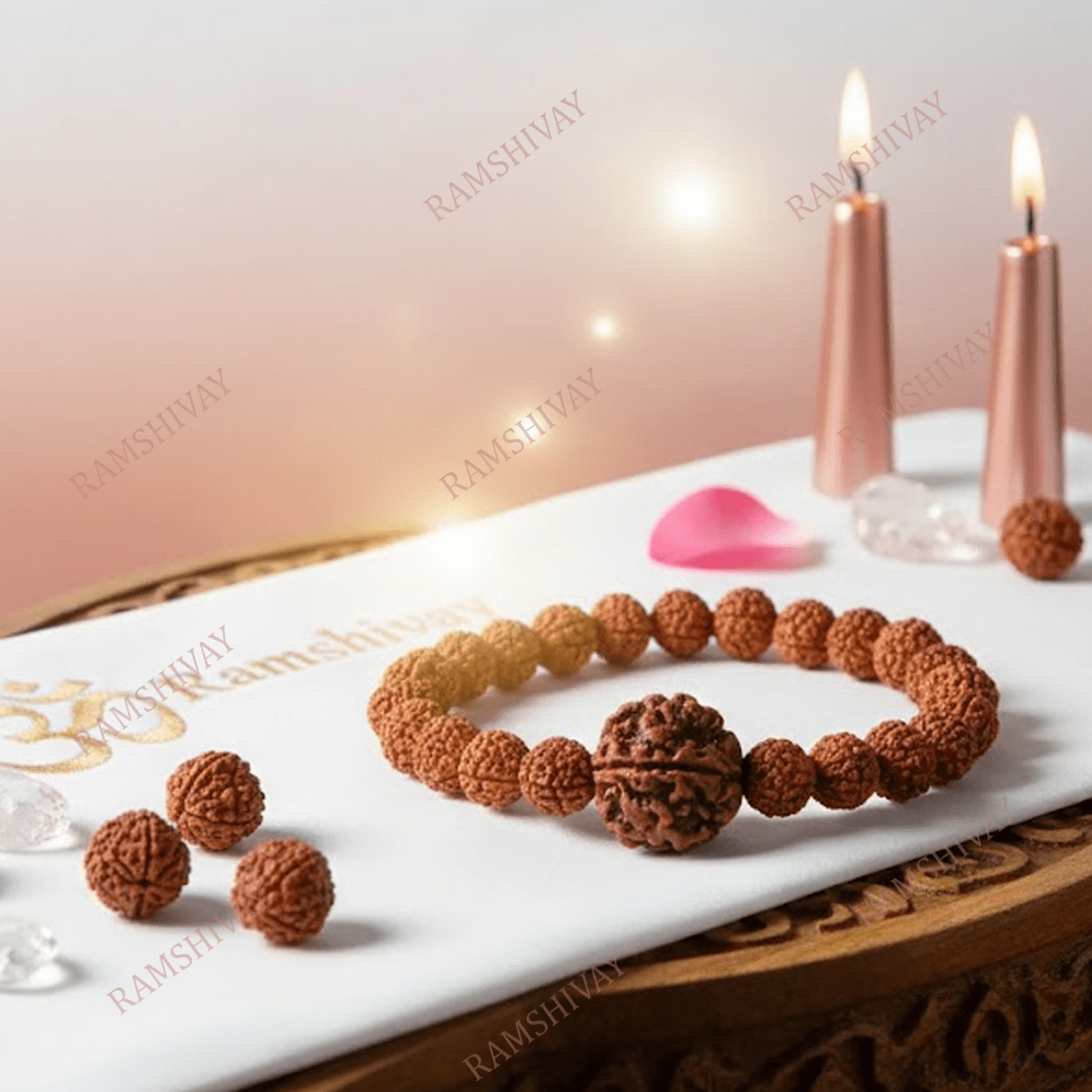 5 Mukhi Rudraksha Bracelet (8 - 12mm) with Lab Certificate for Protection & Wealth – Ramshivay - Ramshivay