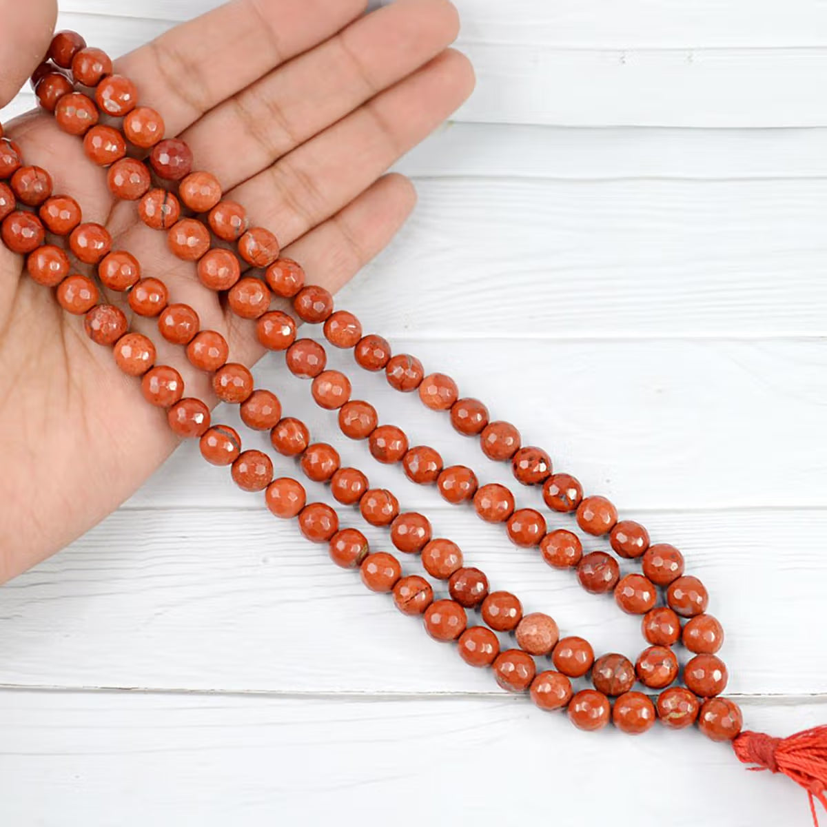 Red Jasper Crystal Japa Mala with 108+1 Beads | Yoga, Meditation & Spiritual Healing – Ramshivay