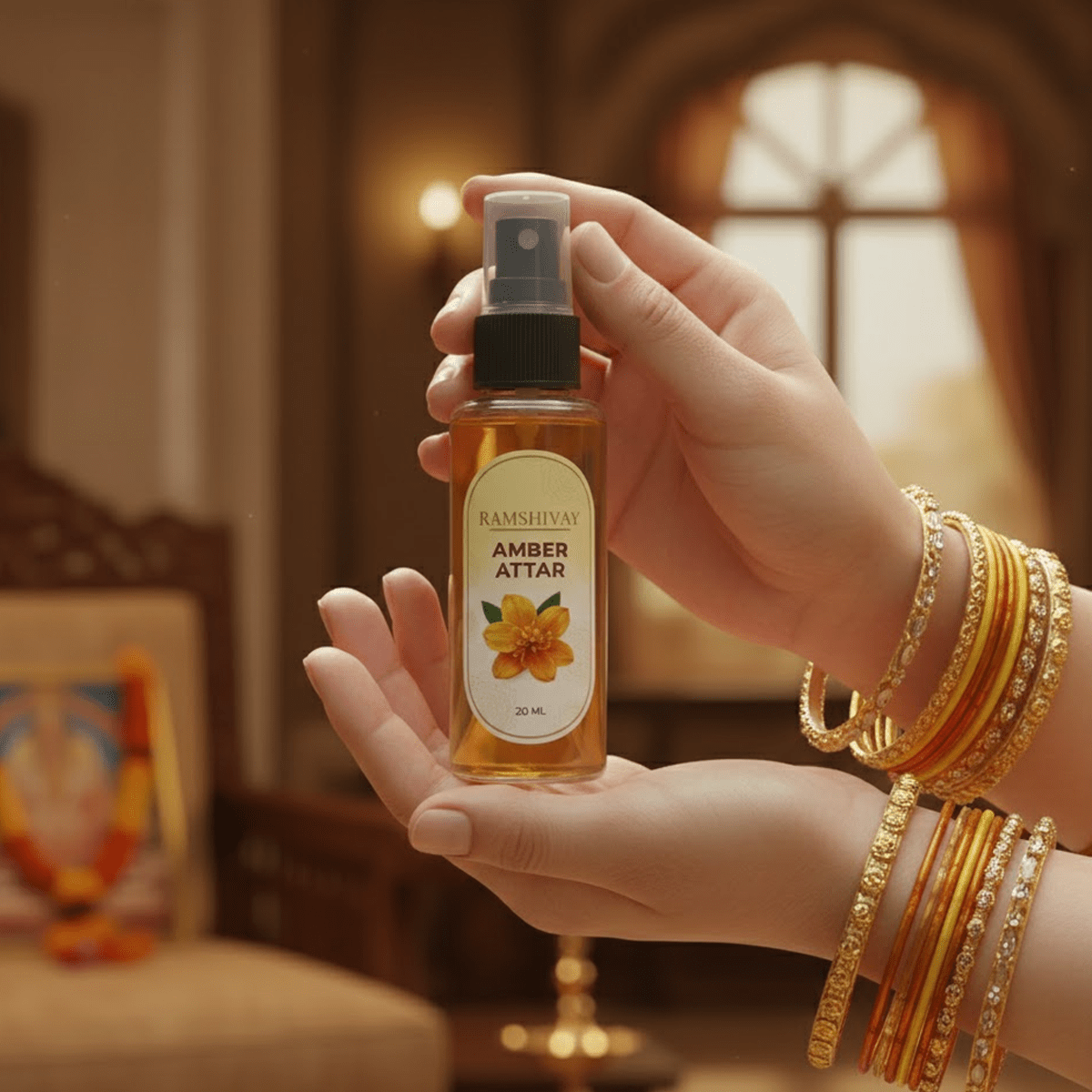 Amber Spray Attar - 20ml (Pack of 5) Warm Floral Fragrance for Puja – Ramshivay - Ramshivay