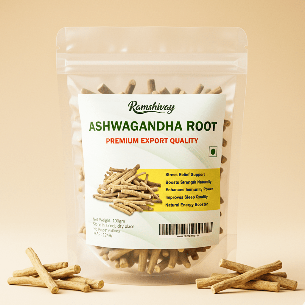 Ashwagandha Root Whole (250 g) with Jaivik Bharat Certification | Helps Reduce Anxiety & Stress – Ramshivay - Ramshivay