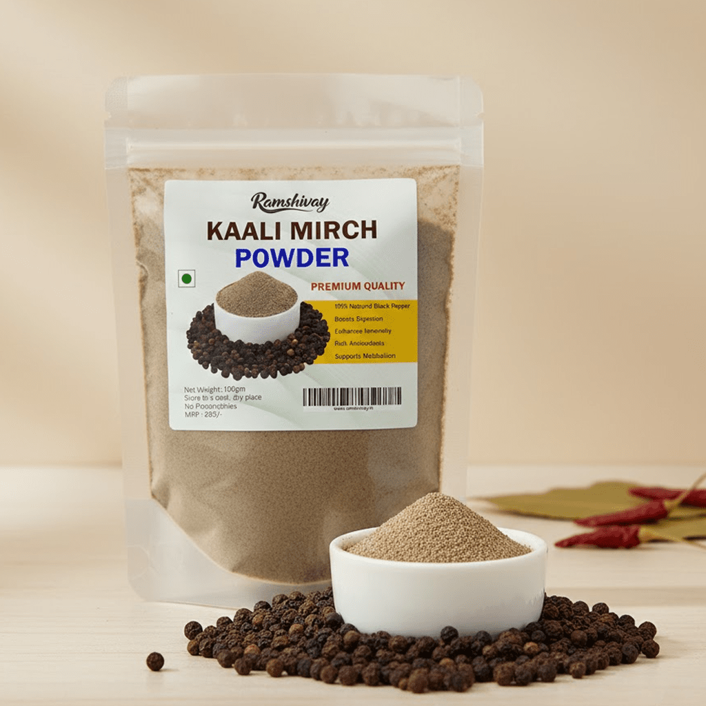 Black Pepper/Kali Mirch Powder (100g) with Strong Aroma & Ayurvedic Benefits | Daily Cooking & Remedies – Ramshivay - Ramshivay
