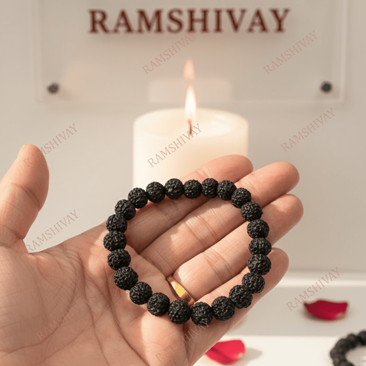 Black Rudraksha Bracelet (8mm) with Lab Certificate for Protection & Healing – Ramshivay - Ramshivay