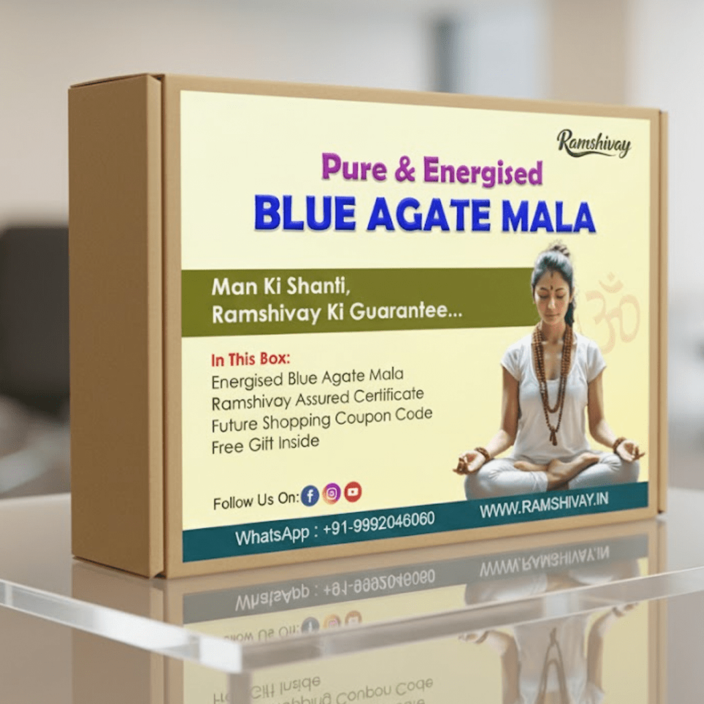 Blue Hakik (Agate) Mala 6MM with Lab Certificate | Enhances Calm & Mental Focus – Ramshivay - Ramshivay