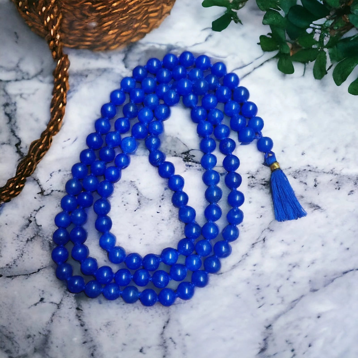 Blue Hakik (Agate) Mala 6MM with Lab Certificate | Enhances Calm & Mental Focus – Ramshivay - Ramshivay