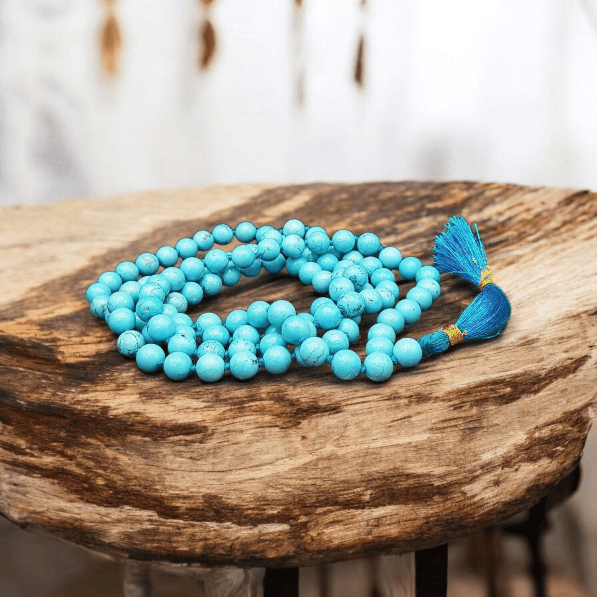 Blue Magnesite Turquoise Mala 6MM Beads with Lab Certificate | 108+1 Beads for Success in All Aspects – Ramshivay - Ramshivay