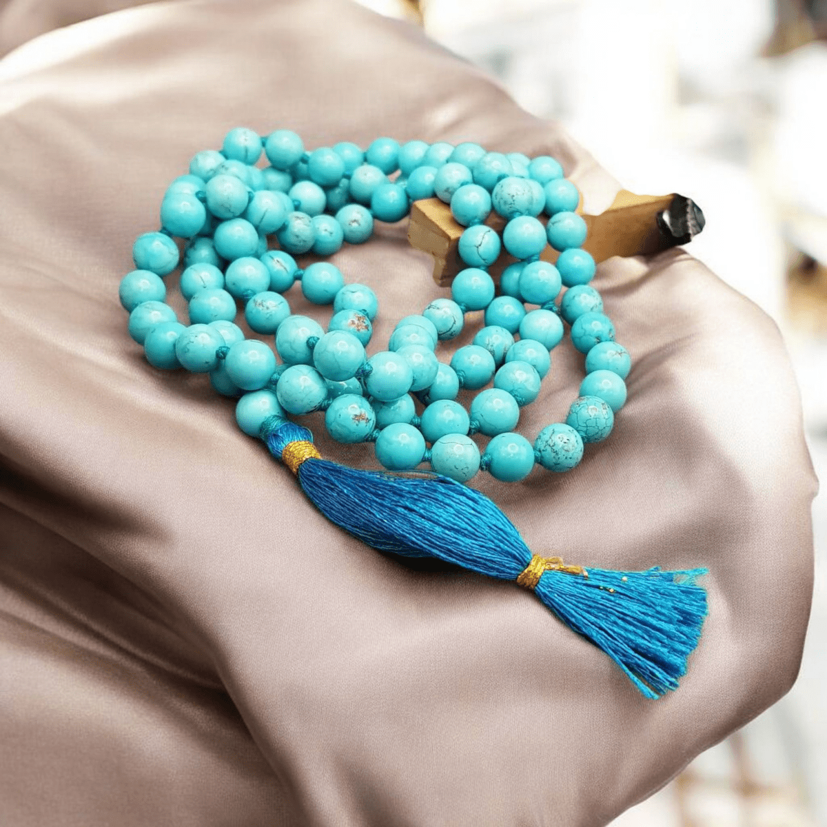 Blue Magnesite Turquoise Mala 6MM Beads with Lab Certificate | 108+1 Beads for Success in All Aspects – Ramshivay - Ramshivay