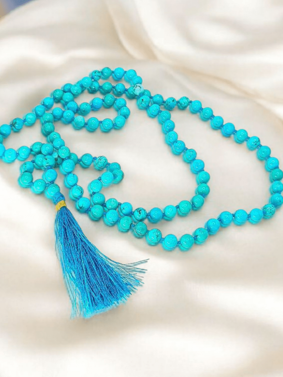 Blue Magnesite Turquoise Mala 6MM Beads with Lab Certificate | 108+1 Beads for Success in All Aspects – Ramshivay - Ramshivay