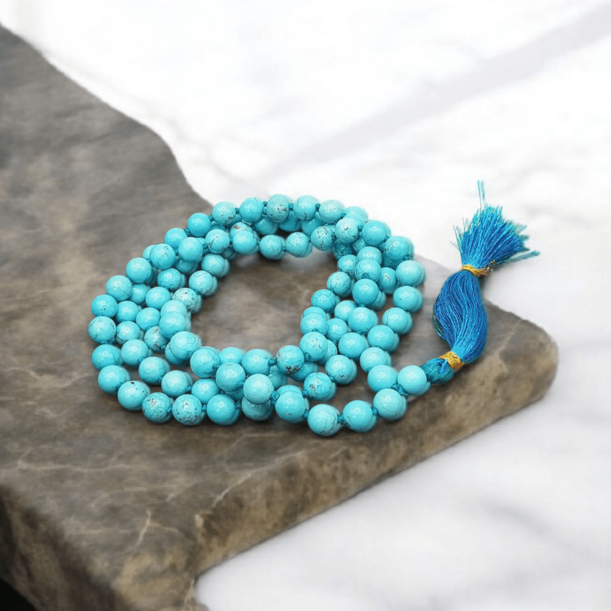 Blue Magnesite Turquoise Mala 6MM Beads with Lab Certificate | 108+1 Beads for Success in All Aspects – Ramshivay - Ramshivay
