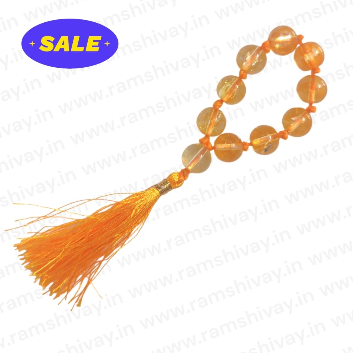 Citrine Finger Mala with 9+1 Beads (8MM) & Lab Certificate | Easy Finger Jaap Mala – Ramshivay - Ramshivay