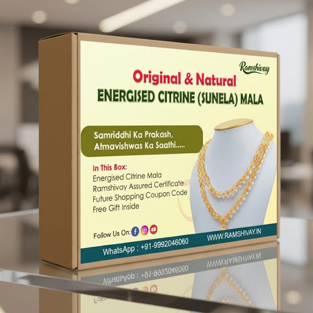 Citrine Mala 8MM with Lab Certificate | 108+1 Beads for Wealth, Confidence & Success – Ramshivay - Ramshivay