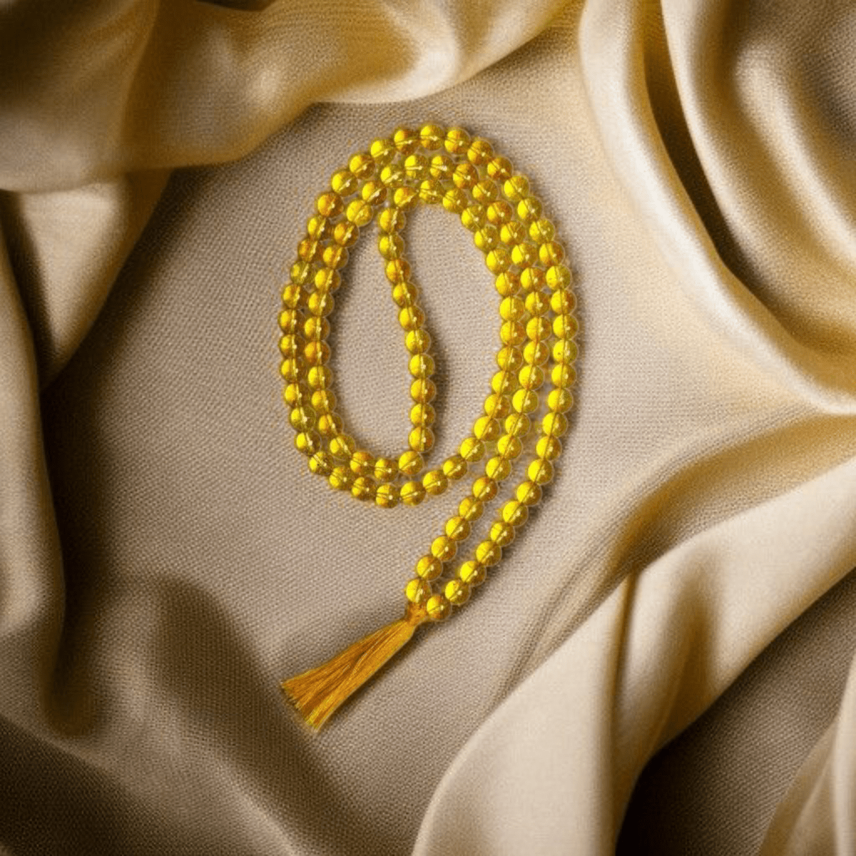 Citrine Mala 8MM with Lab Certificate | 108+1 Beads for Wealth, Confidence & Success – Ramshivay - Ramshivay
