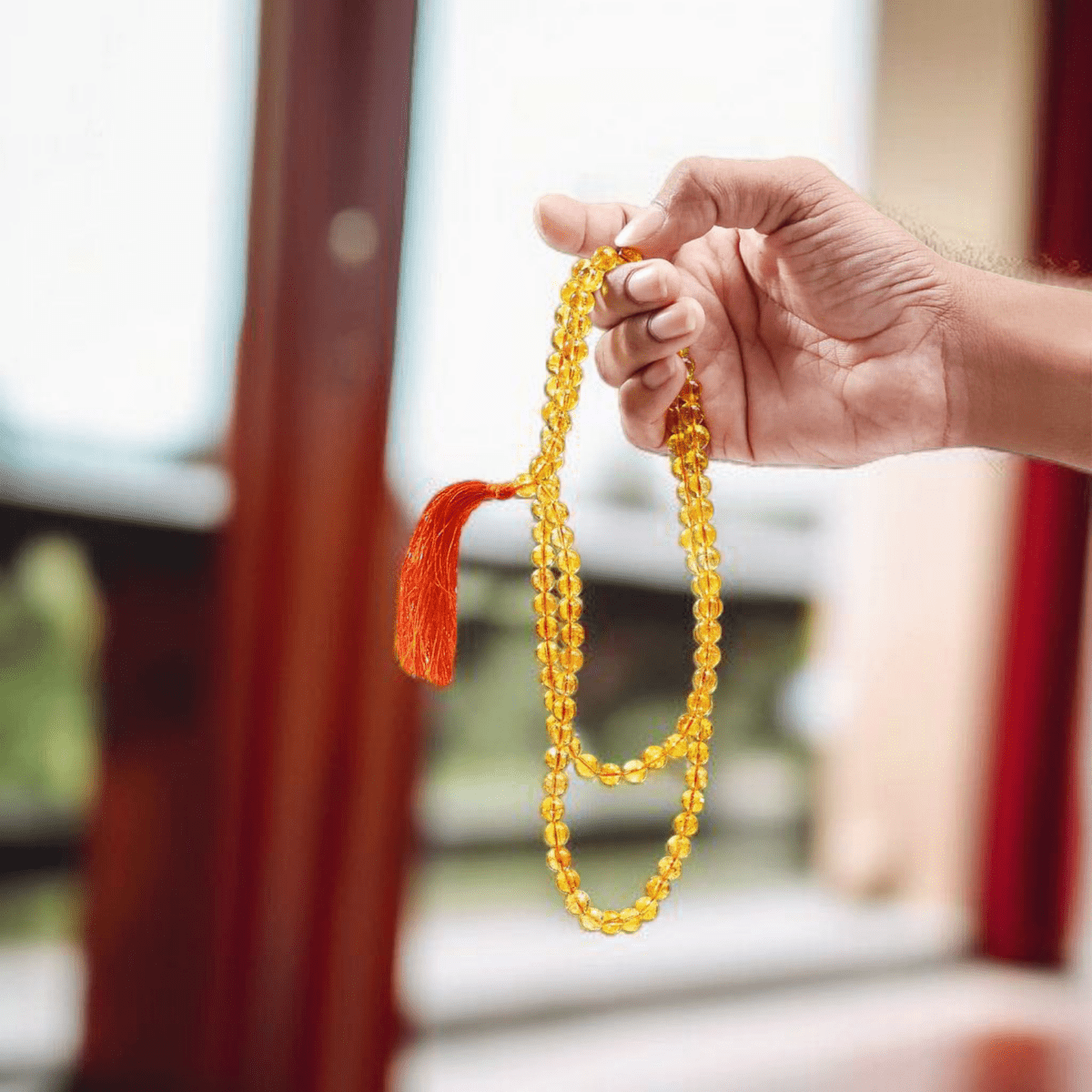 Citrine Mala 8MM with Lab Certificate | 108+1 Beads for Wealth, Confidence & Success – Ramshivay - Ramshivay