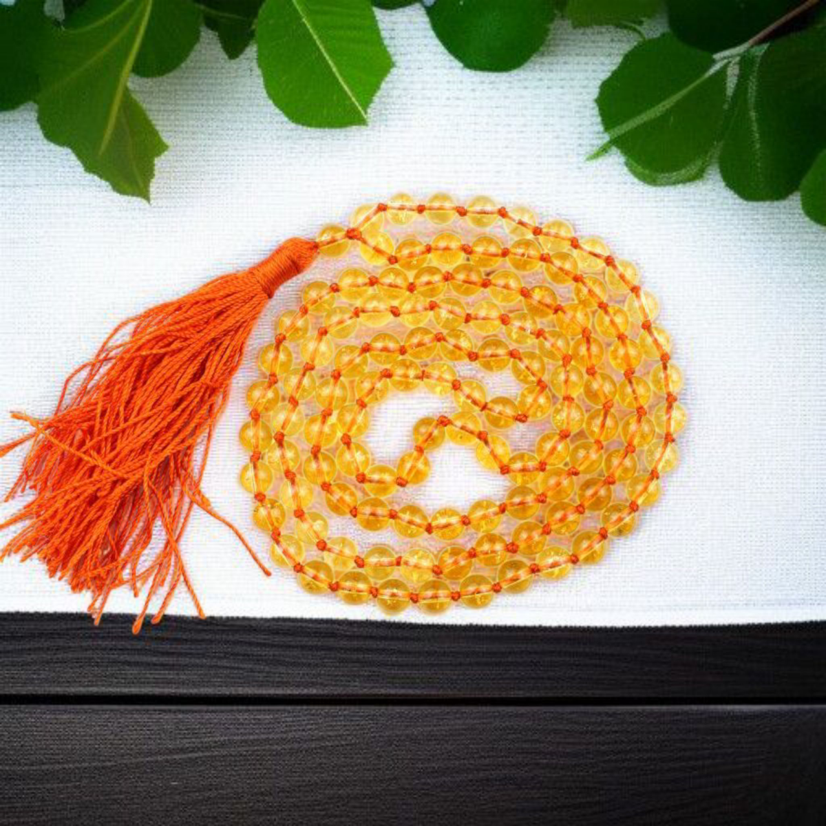 Citrine Mala 8MM with Lab Certificate | 108+1 Beads for Wealth, Confidence & Success – Ramshivay - Ramshivay