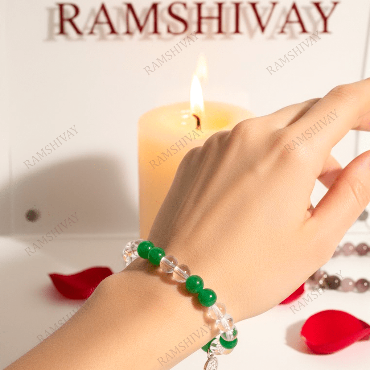 Clarity and Luck Bracelet (8mm) with Clear Quartz & Green Aventurine – Ramshivay - Ramshivay