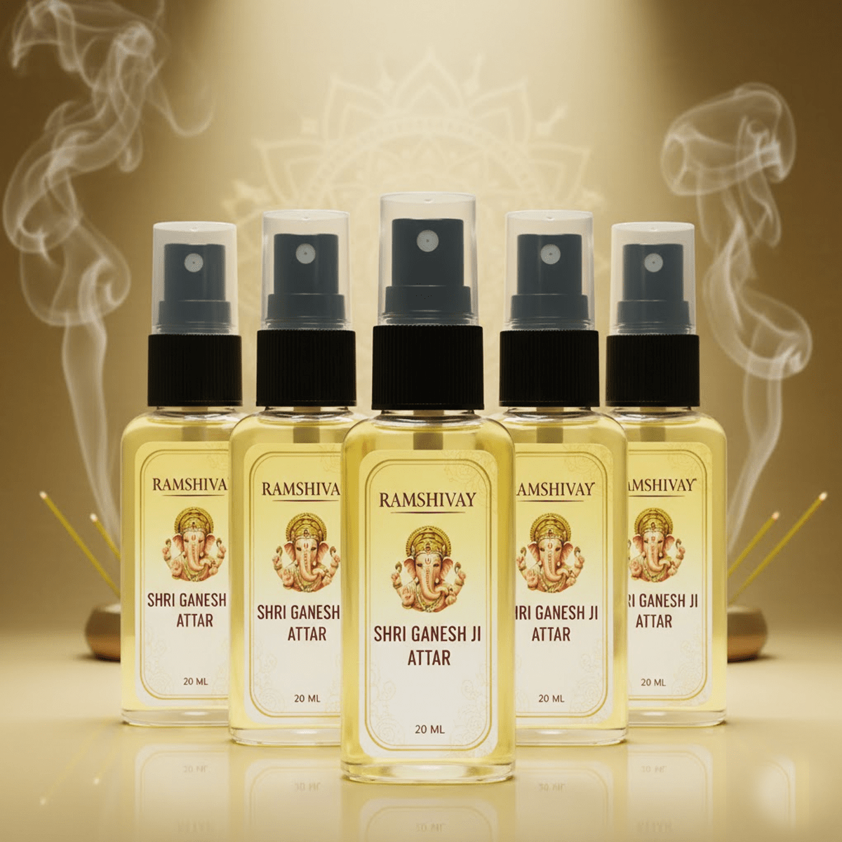 Ganesh Ji Spray Attar - 20ml (Pack of 5) Floral Fragrance for Puja – Ramshivay - Ramshivay
