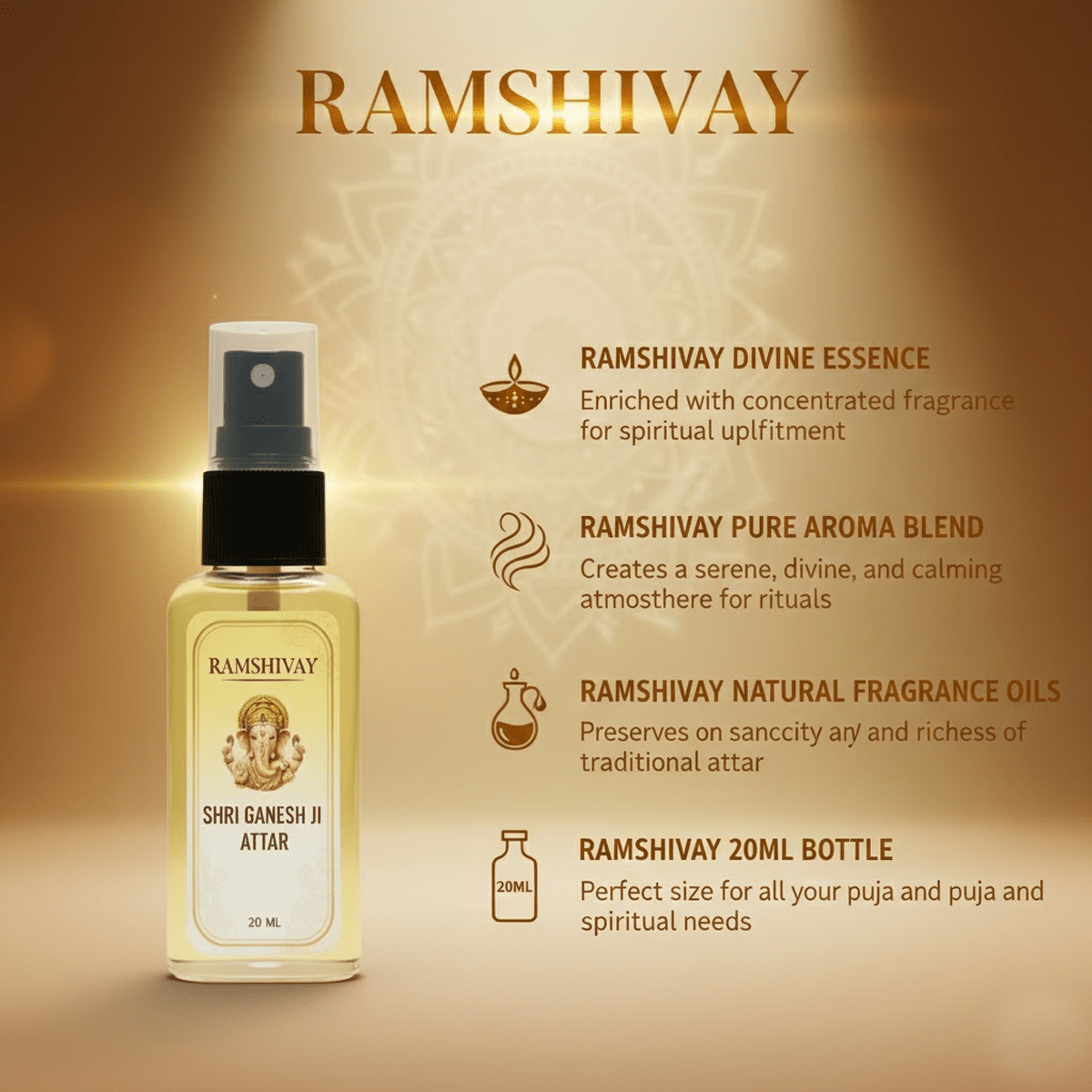 Ganesh Ji Spray Attar - 20ml (Pack of 5) Floral Fragrance for Puja – Ramshivay - Ramshivay