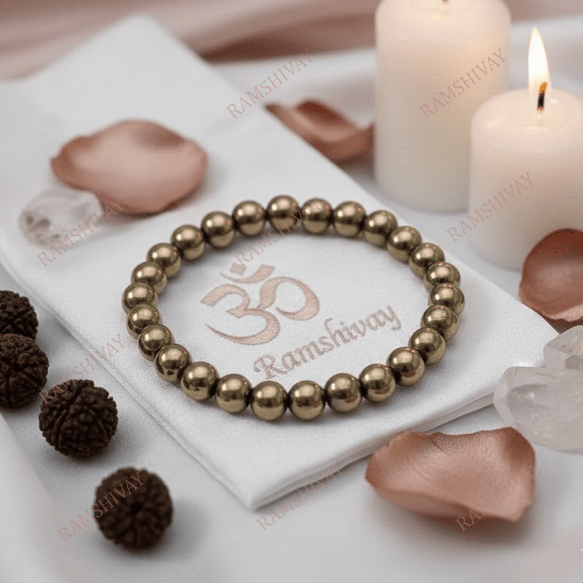 Golden Pyrite Bracelet (8mm) with Lab Certificate for Wealth & Energy – Ramshivay - Ramshivay