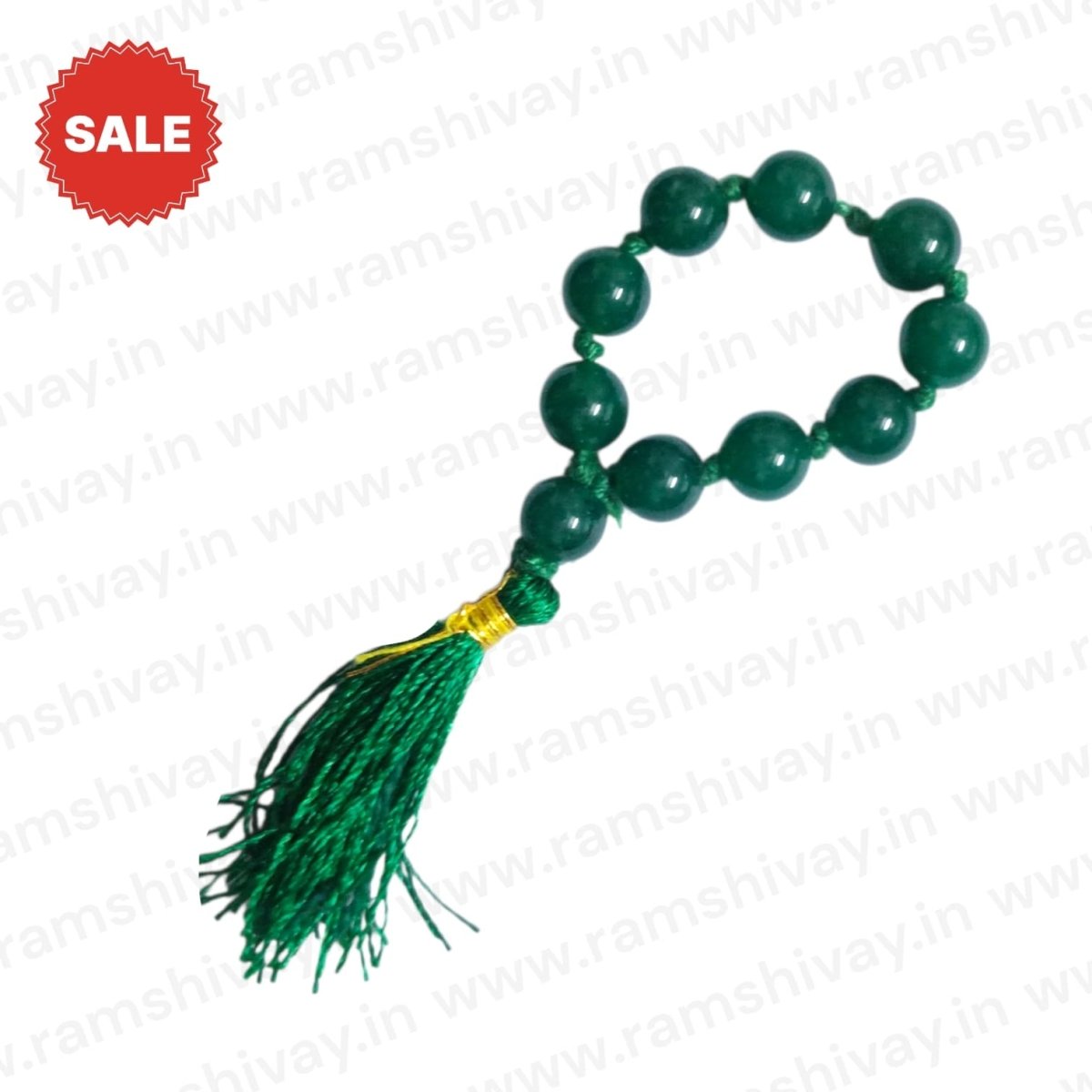 Green Hakik Finger Mala - 9+1 Beads with 8MM Round Green Agate | Pocket - Friendly Easy Jaap Mala + Lab Certificate – Ramshivay - Ramshivay