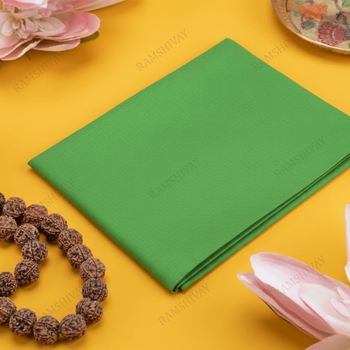 Green Hara Cloth for Puja - 1 Meter 100% Natural Fabric for Hawan – Ramshivay - Ramshivay