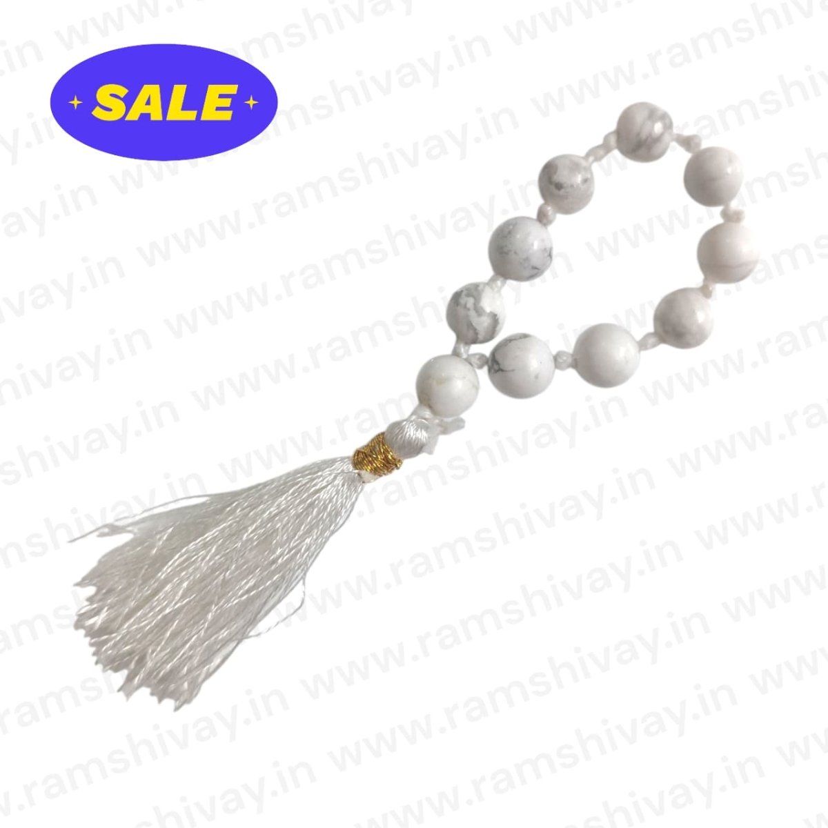 Howlite Finger Mala 9+1 Beads (8MM) with Lab Certificate | Pocket - Friendly Jaap Mala – Ramshivay - Ramshivay