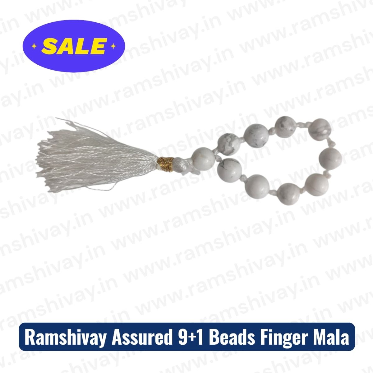 Howlite Finger Mala 9+1 Beads (8MM) with Lab Certificate | Pocket - Friendly Jaap Mala – Ramshivay - Ramshivay