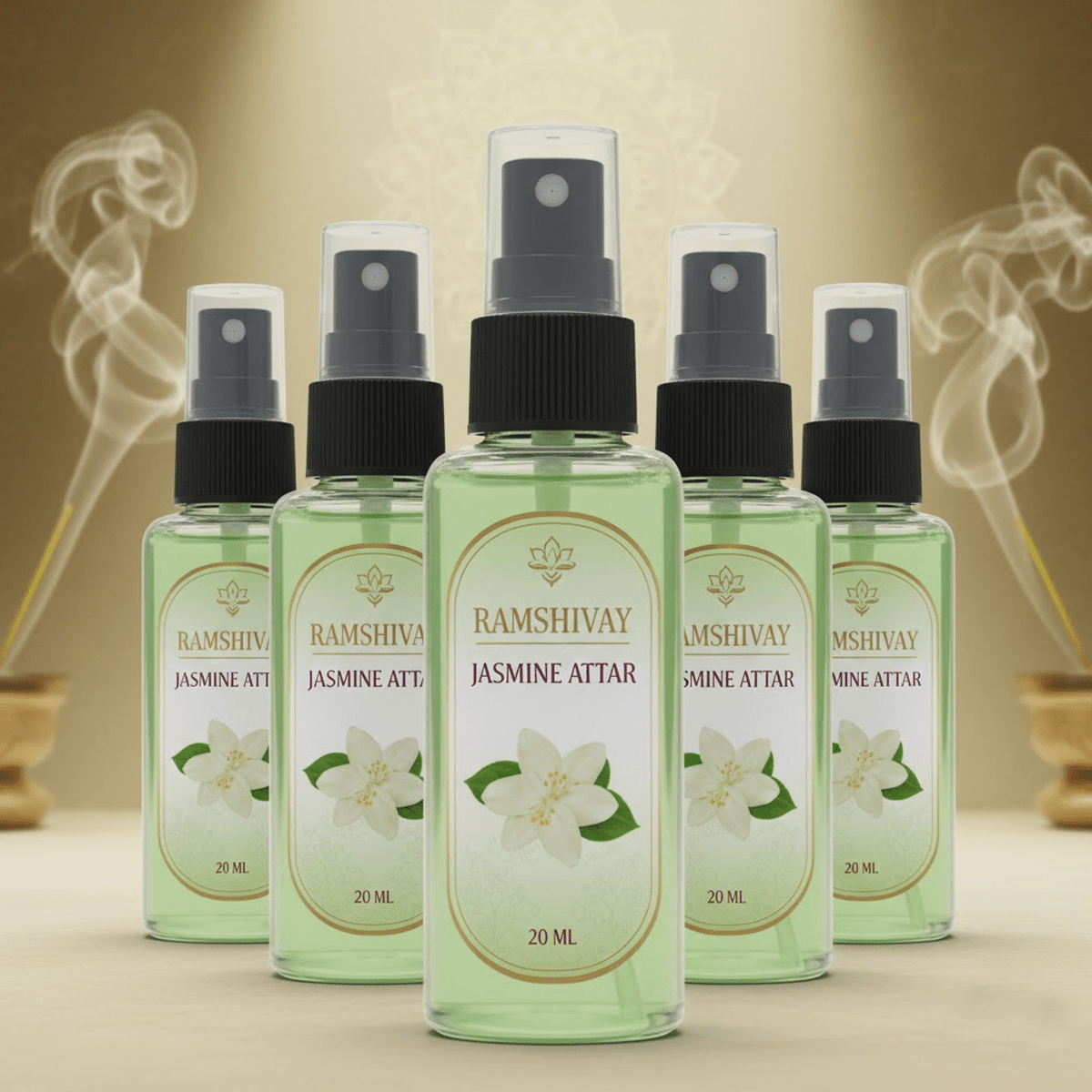 Jasmine Spray Attar - 20ml (Pack of 5) Floral Fragrance for Puja – Ramshivay - Ramshivay