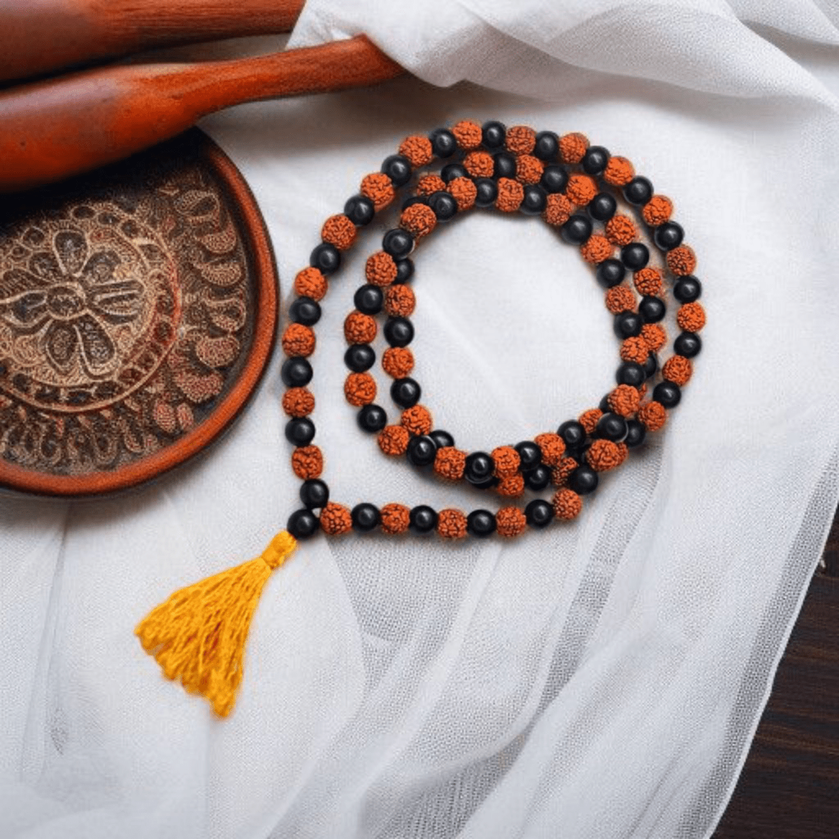 Karungali Rudraksha Mala 8MM with Lab Certificate | 108+1 Beads for Strength, Focus & Spiritual Growth – Ramshivay - Ramshivay