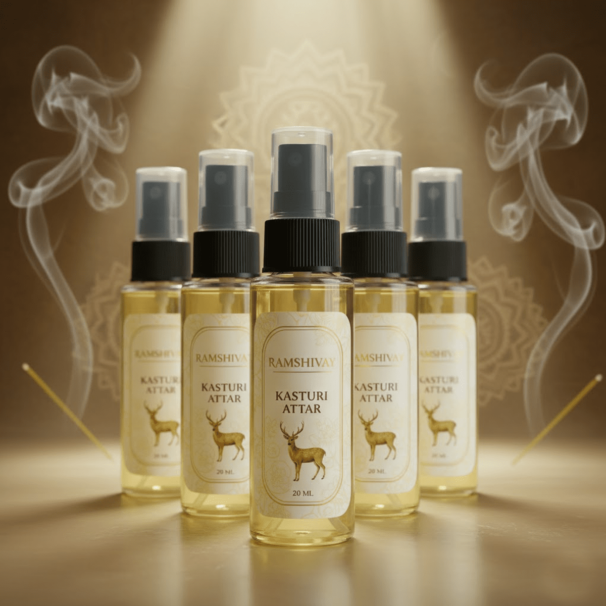 Kasturi Spray Attar - 20ml (Pack of 5) Floral Fragrance for Puja – Ramshivay - Ramshivay