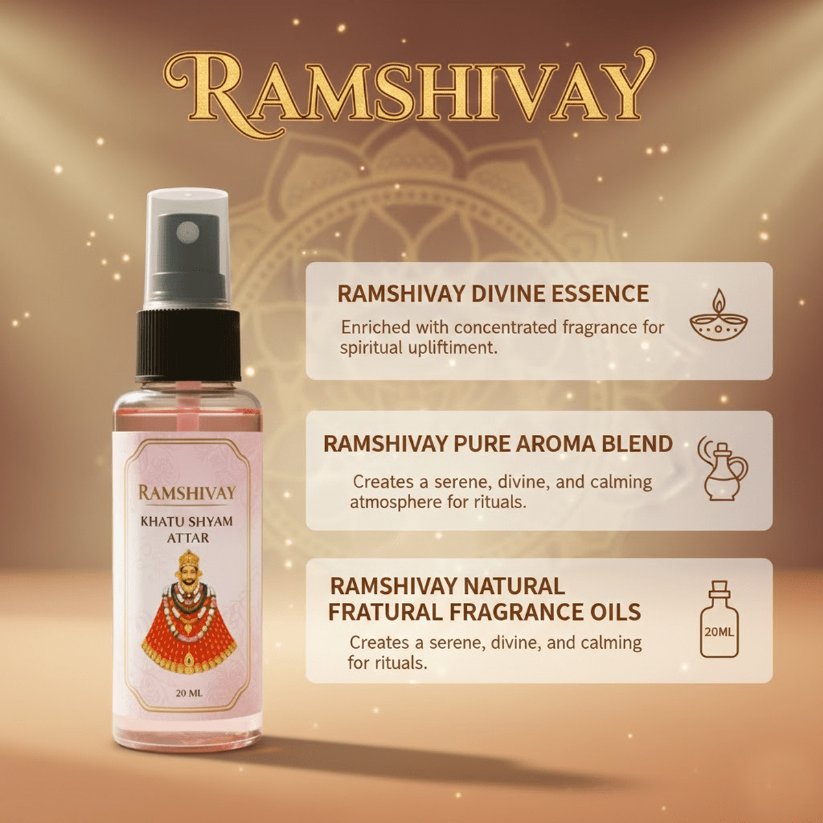 Khatu Shyam Spray Attar - 20ml (Pack of 5) Floral Fragrance for Puja – Ramshivay - Ramshivay