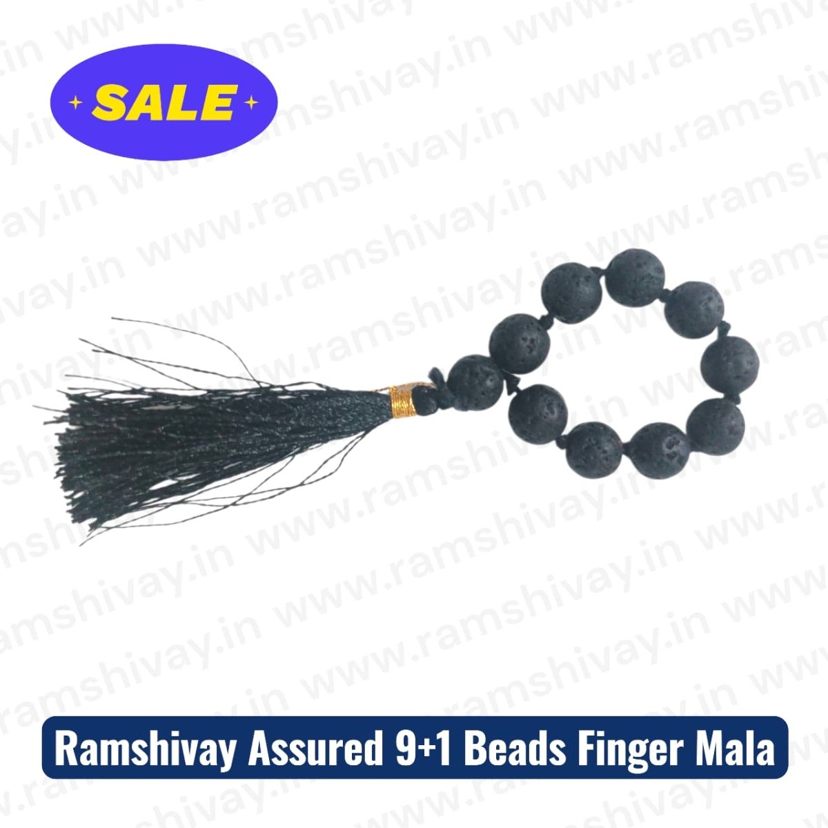 Lava Finger Mala 9+1 Beads with Lab Certificate | 8MM Lava Stone for Easy Finger Jaap & Travel – Ramshivay - Ramshivay