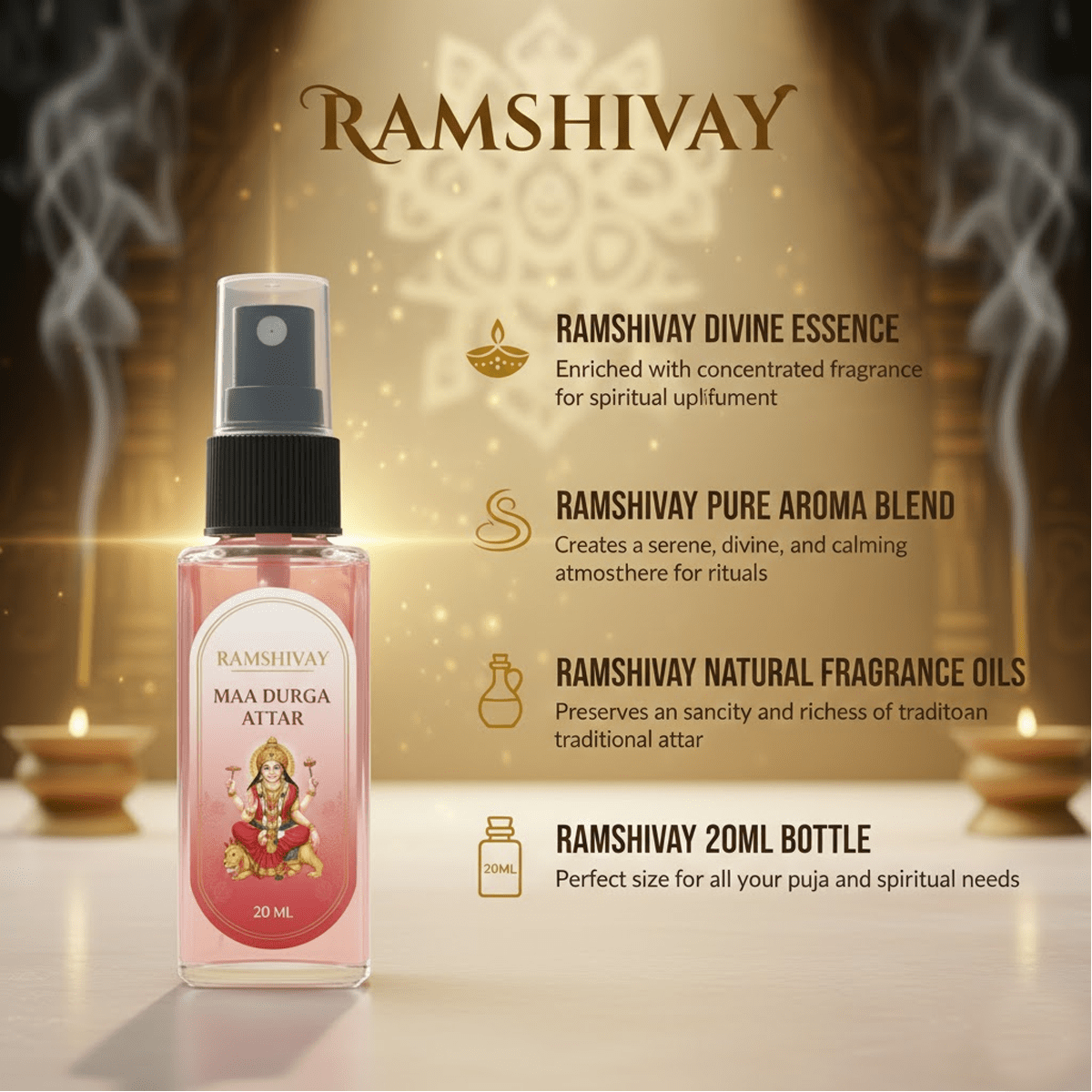 Maa Durga Spray Attar - 20ml (Pack of 5) Floral Fragrance for Puja – Ramshivay - Ramshivay