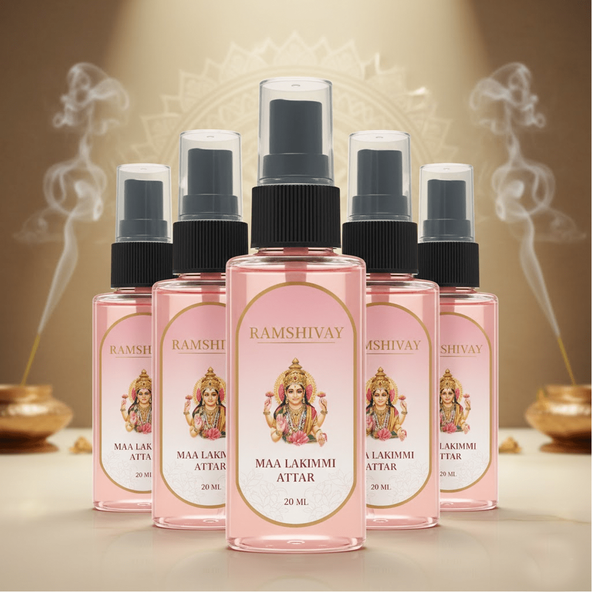 Maa Lakshmi Spray Attar - 20ml (Pack of 5) Floral Fragrance for Puja – Ramshivay - Ramshivay