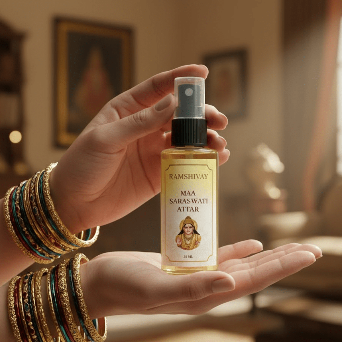 Maa Saraswati Spray Attar - 20ml (Pack of 5) Floral Fragrance for Puja – Ramshivay - Ramshivay