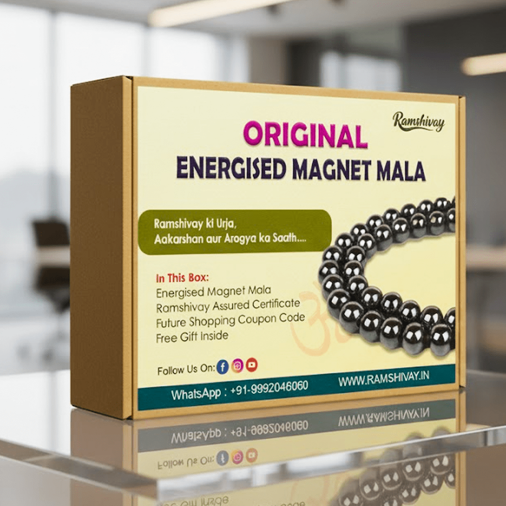 Magnet Mala 8MM with Lab Certificate | 108+1 Beads for Health, Circulation & Energy Balance – Ramshivay - Ramshivay