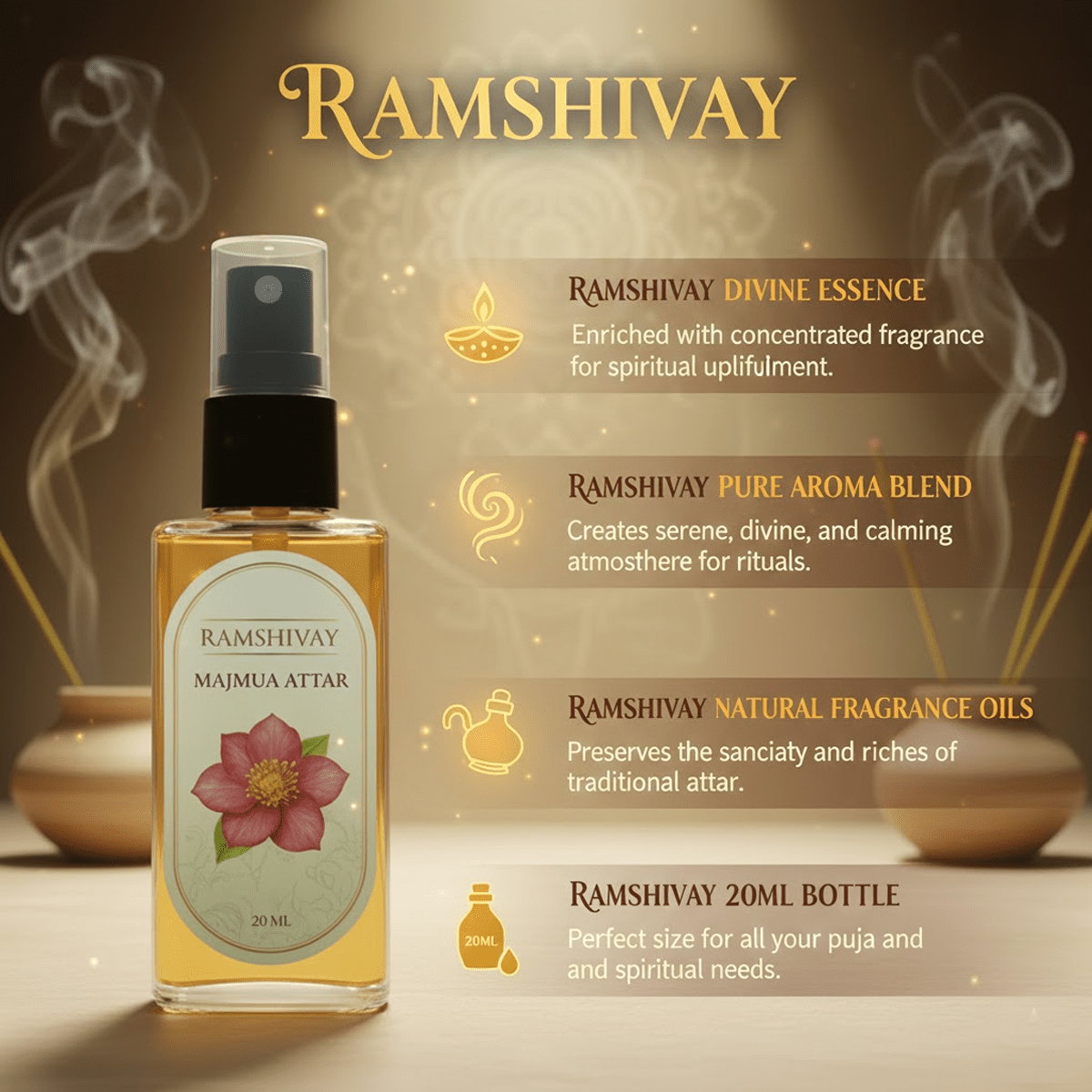 Majmua Spray Attar - 20ml (Pack of 5) Floral Fragrance for Puja – Ramshivay - Ramshivay