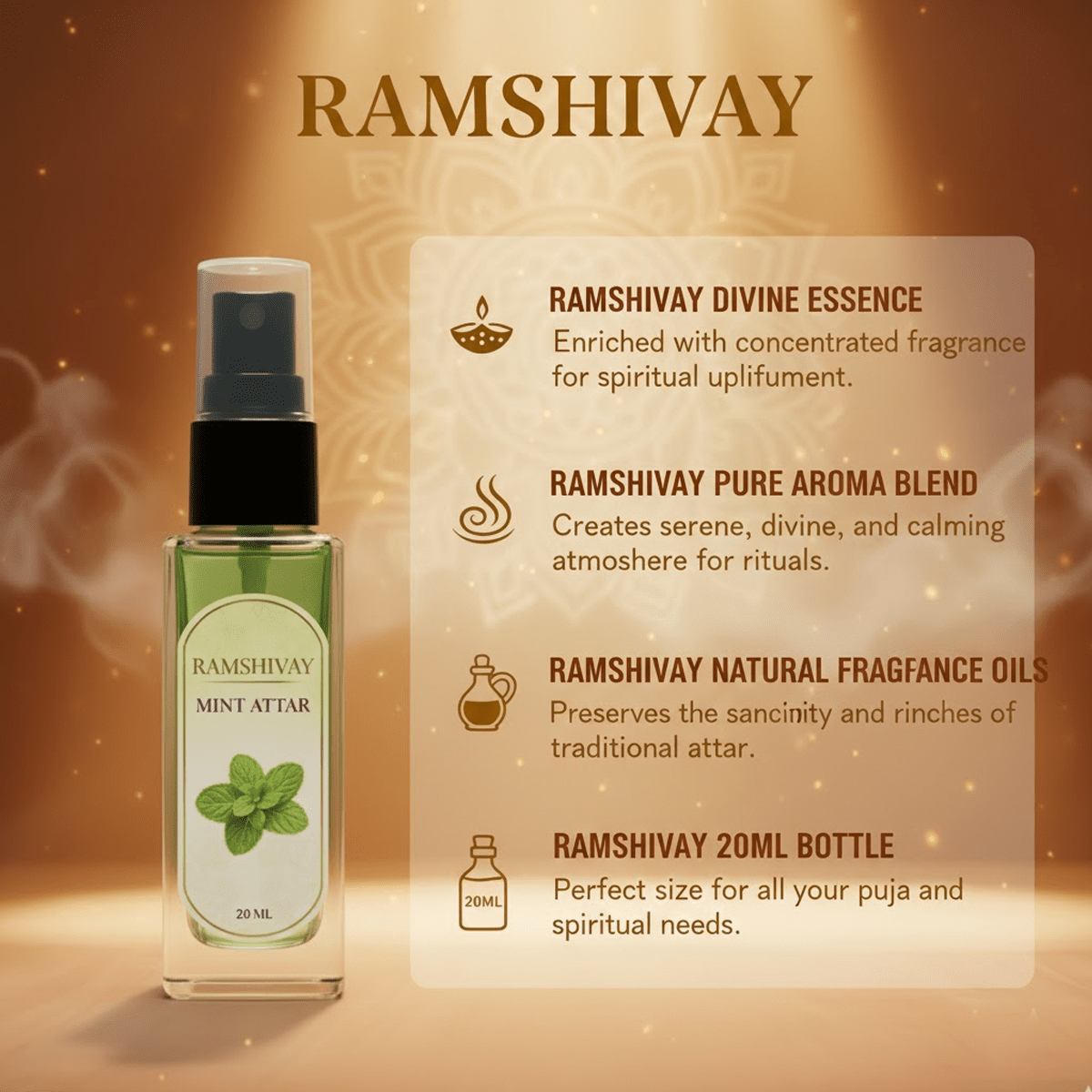 Mint Spray Attar - 20ml (Pack of 5) Refreshing Floral Fragrance for Puja – Ramshivay - Ramshivay