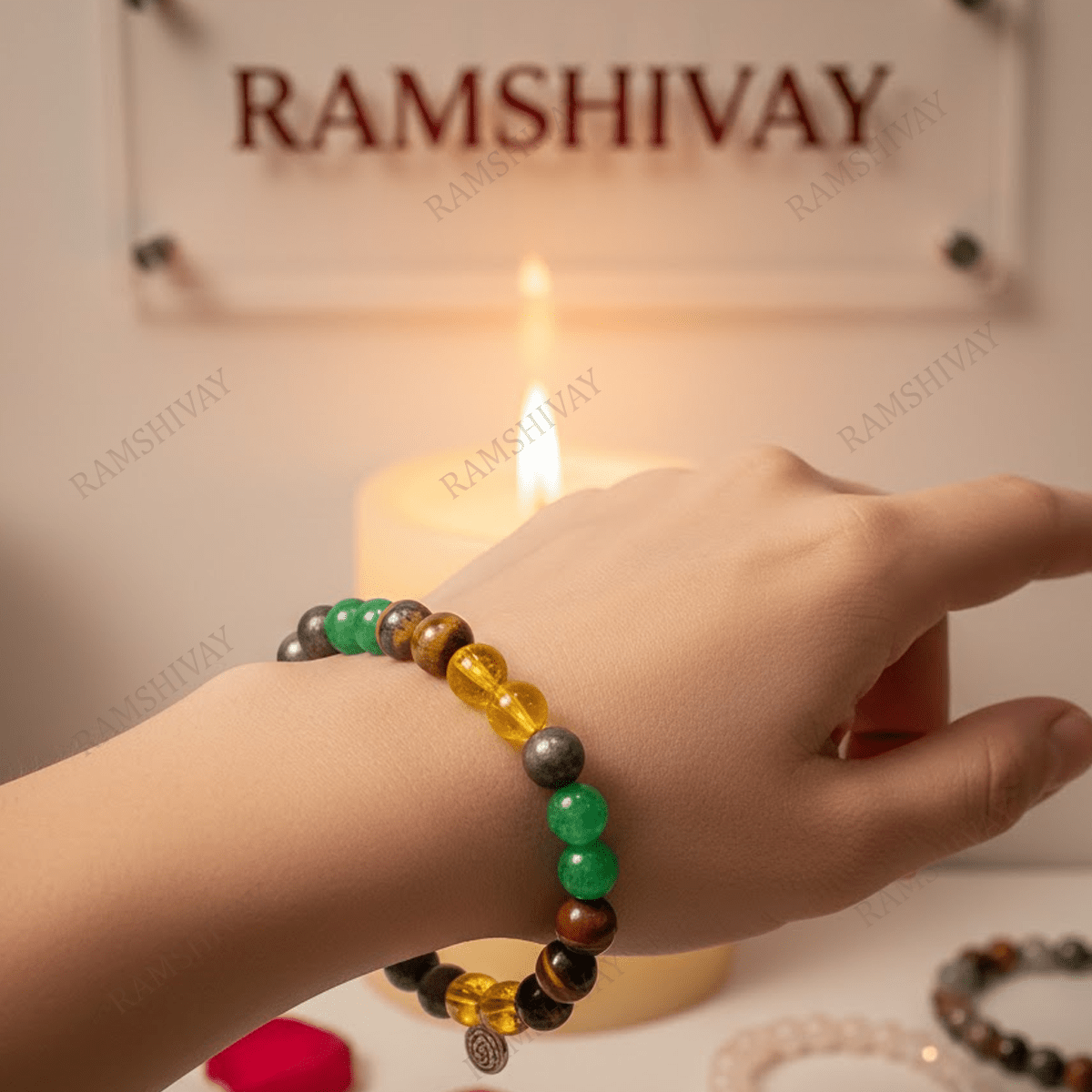 Money Attraction Bracelet (8mm) with Lab Certificate for Wealth & Prosperity – Ramshivay - Ramshivay