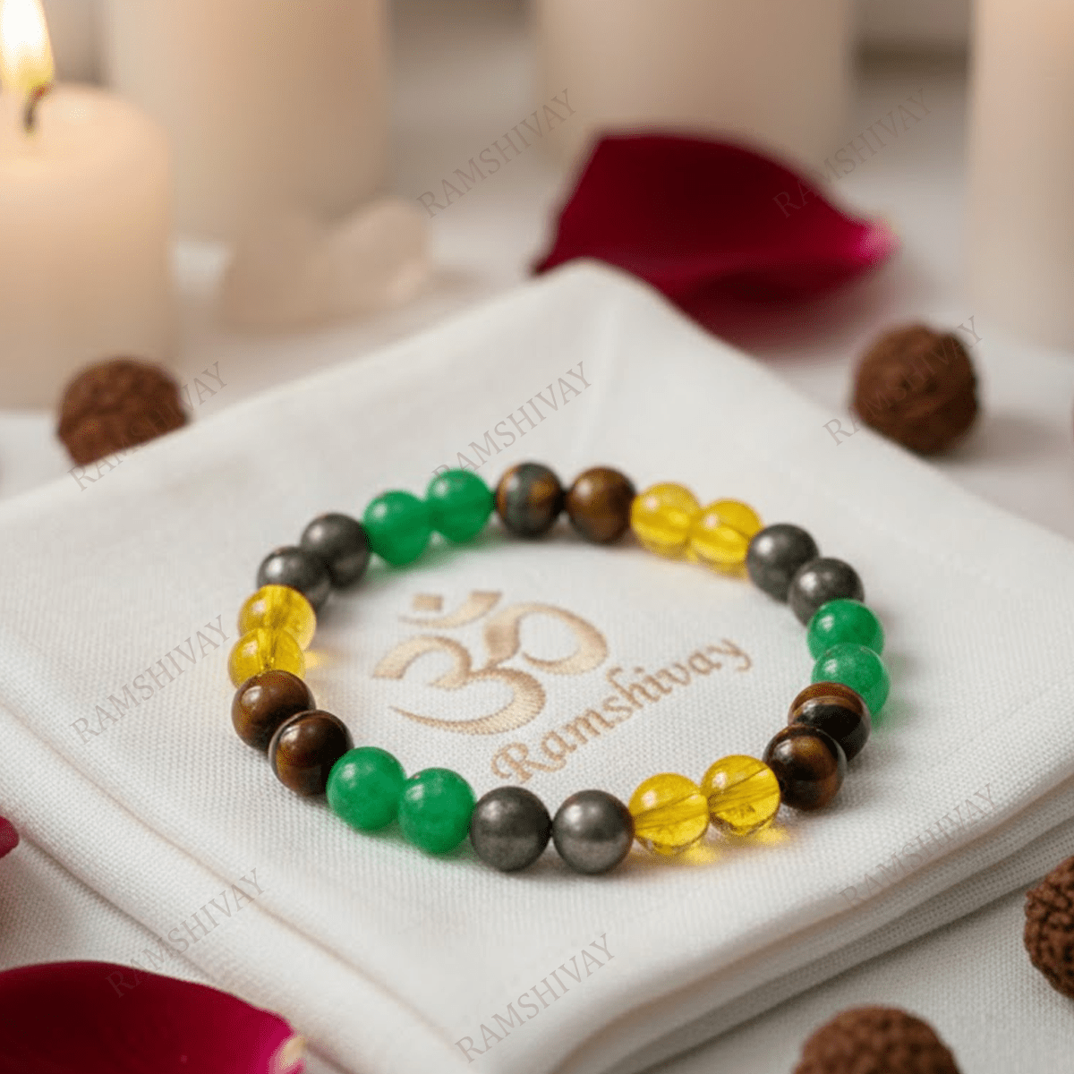 Money Attraction Bracelet (8mm) with Lab Certificate for Wealth & Prosperity – Ramshivay - Ramshivay
