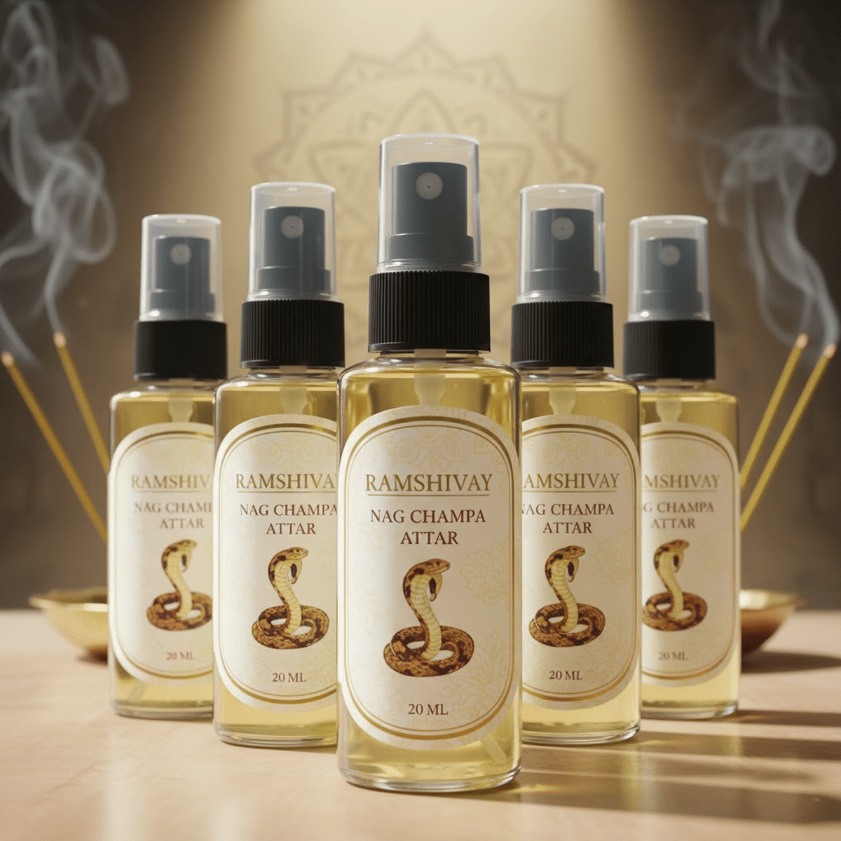 Nag Champa Spray Attar - 20ml (Pack of 5) Floral Fragrance for Puja – Ramshivay - Ramshivay