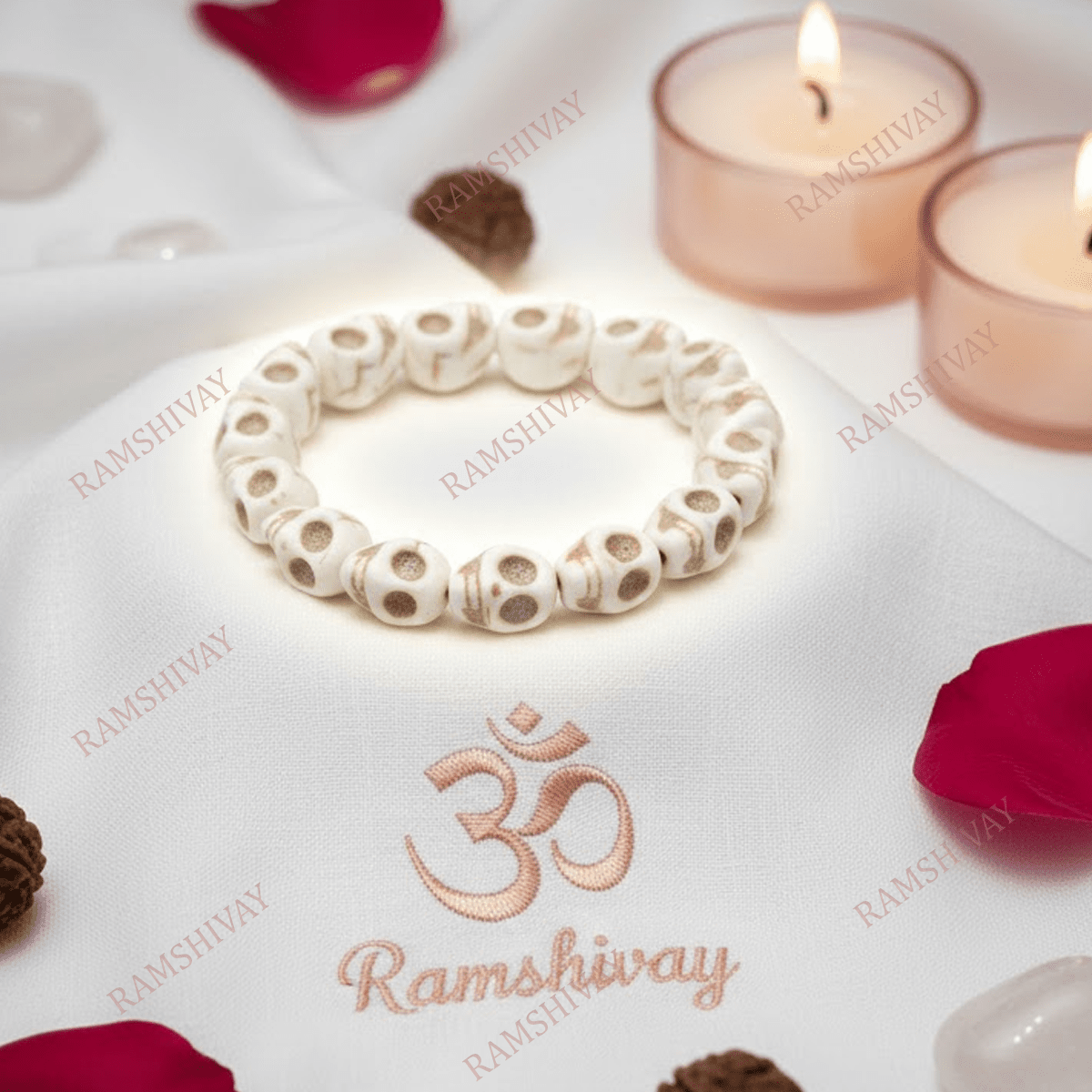 Narmund Bracelet (12mm) with Artificial Skeleton Beads for Spiritual Energy – Ramshivay - Ramshivay