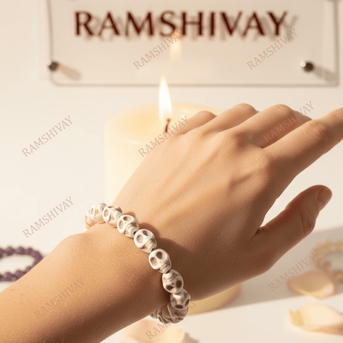 Narmund Bracelet (12mm) with Artificial Skeleton Beads for Spiritual Energy – Ramshivay - Ramshivay