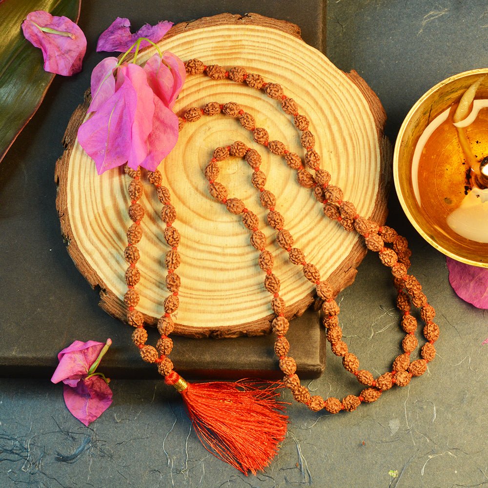 Natural 3 Mukhi Rudraksha Mala with Lab Certificate | Ideal for Boosting Self - Confidence & Removing Past Karmas – Ramshivay - Ramshivay