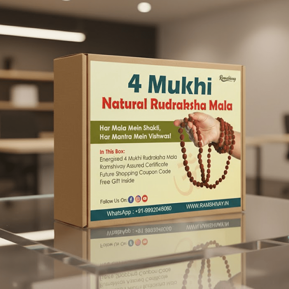 Natural 4 Mukhi Rudraksha Mala with Lab Certificate | Enhances Knowledge & Communication – Ramshivay - Ramshivay