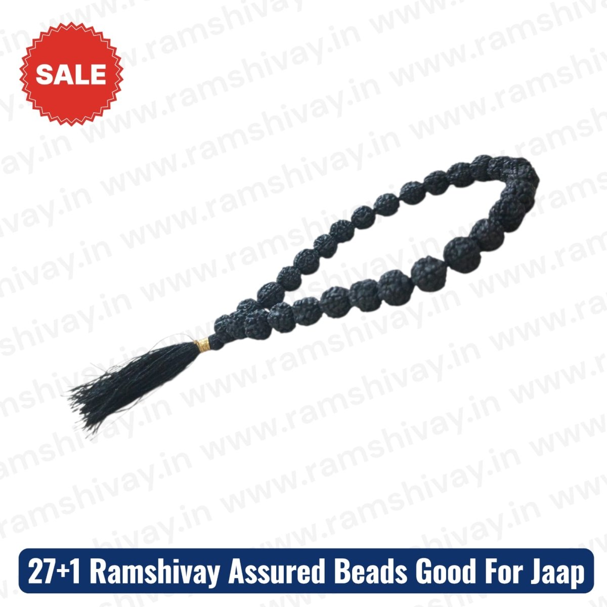 Natural 5 Mukhi Black Rudraksha Mala 27+1 Beads with Lab Certificate | Best for Jaap & Easy to Carry – Ramshivay - Ramshivay