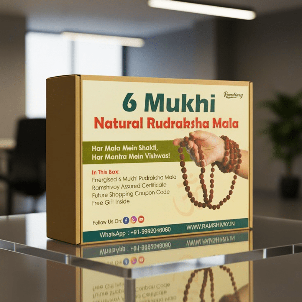 Natural 6 Mukhi Rudraksha Mala 108+1 Beads with Lab Certificate | 6 Faces Rudraksha Mala for Daily Jaap & Wearing – Ramshivay - Ramshivay