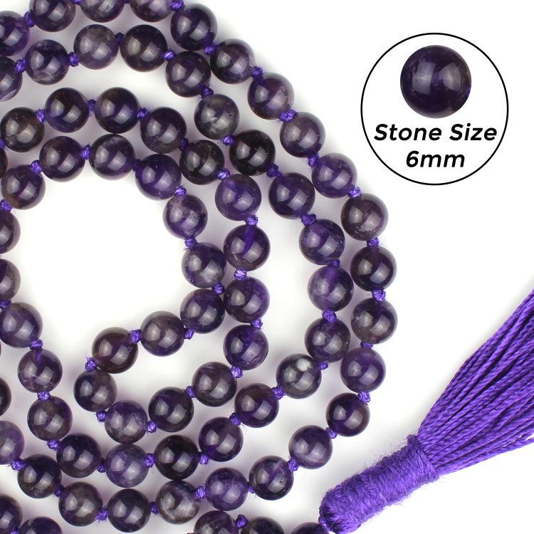 Natural Amethyst Mala 108+1 Beads with Lab Certificate | 6mm Jamunia Mala for Jaap – Ramshivay - Ramshivay