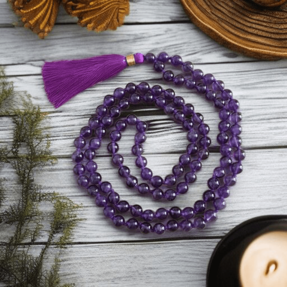 Natural Amethyst Mala 108+1 Beads with Lab Certificate | 8mm Jamunia Mala for Jaap & Wearing – Ramshivay - Ramshivay