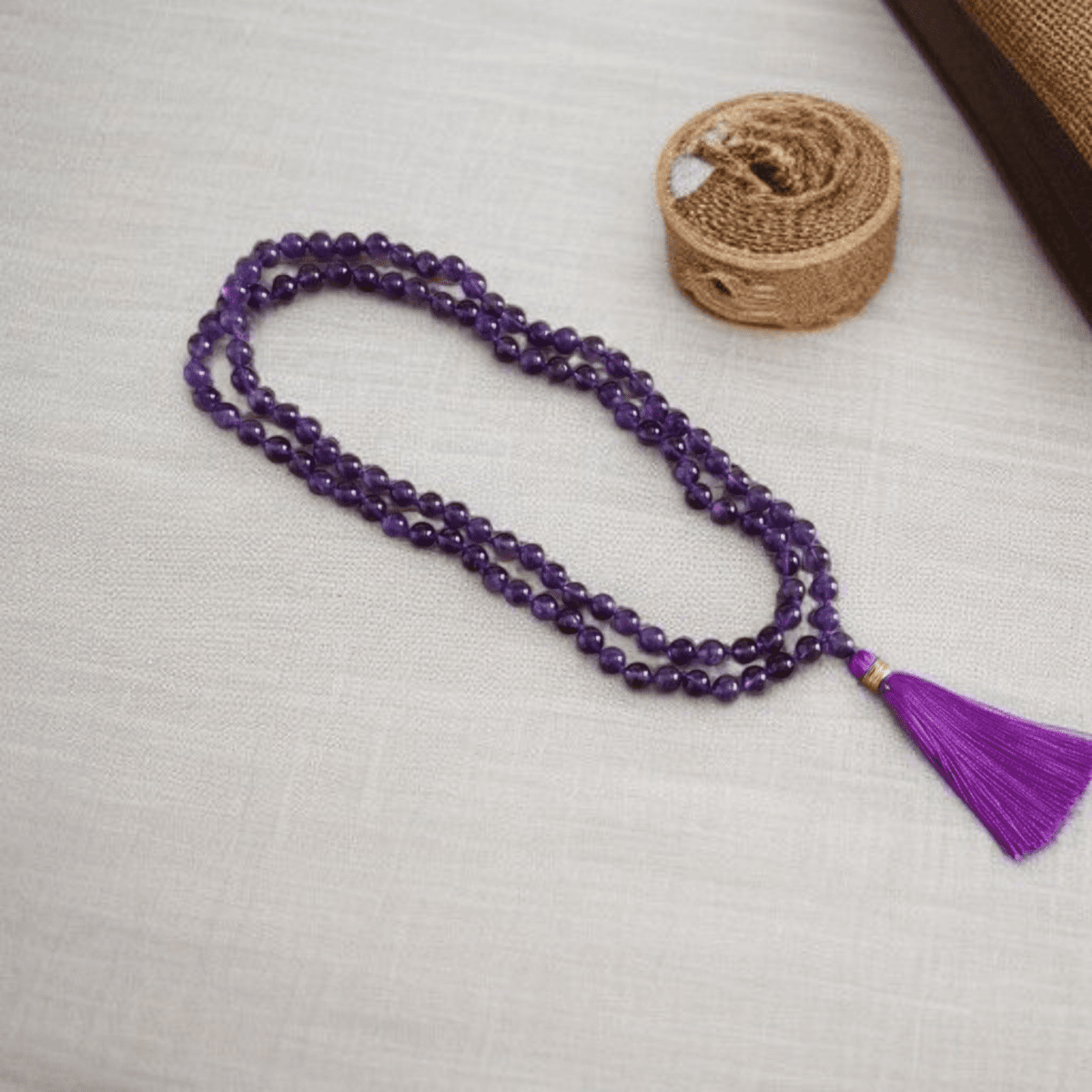 Natural Amethyst Mala 108+1 Beads with Lab Certificate | 8mm Jamunia Mala for Jaap & Wearing – Ramshivay - Ramshivay