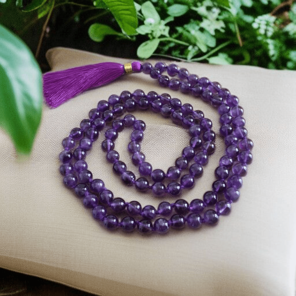 Natural Amethyst Mala 108+1 Beads with Lab Certificate | 8mm Jamunia Mala for Jaap & Wearing – Ramshivay - Ramshivay