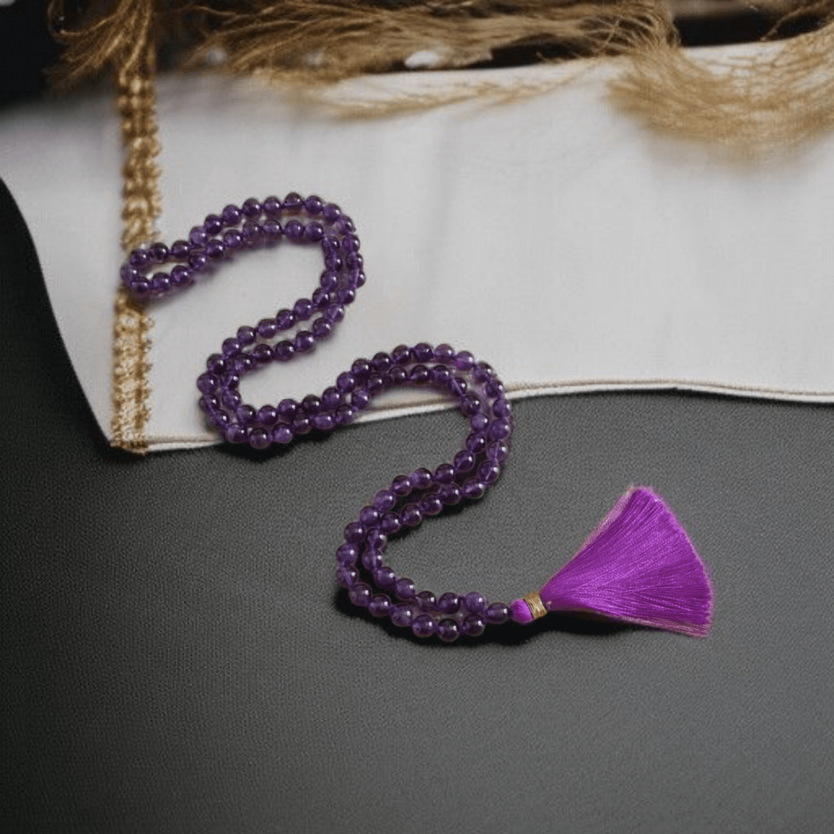 Natural Amethyst Mala 108+1 Beads with Lab Certificate | 8mm Jamunia Mala for Jaap & Wearing – Ramshivay - Ramshivay